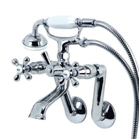 Thumbnail for Kingston Brass KS269C Kingston Tub Wall Mount Clawfoot Tub Faucet with Hand Shower, Polished Chrome - BNGBath