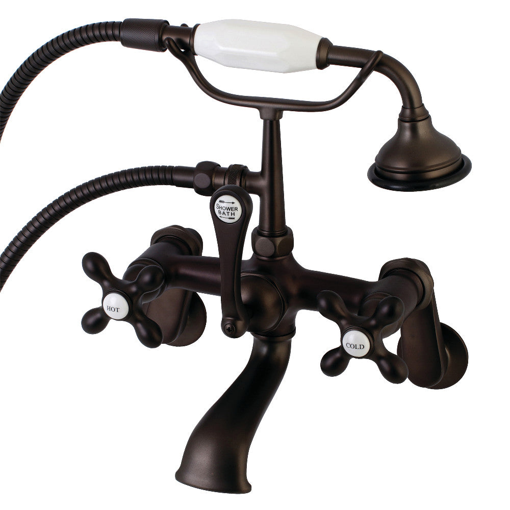 Kingston Brass AE57T5 Aqua Vintage Wall Mount Tub Faucet with Hand Shower, Oil Rubbed Bronze - BNGBath