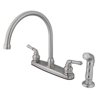 Thumbnail for Kingston Brass FB798SP Magellan 8-Inch Centerset Kitchen Faucet with Sprayer, Brushed Nickel - BNGBath