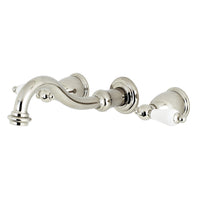 Thumbnail for Kingston Brass KS3026PL Restoration Two-Handle Wall Mount Tub Faucet, Polished Nickel - BNGBath
