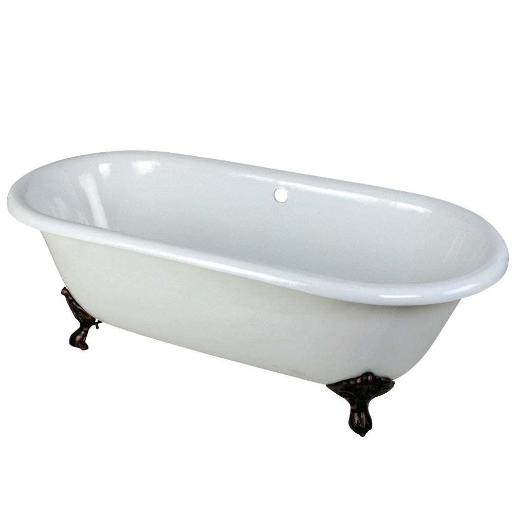 Aqua Eden VCTND663013NB5 66-Inch Cast Iron Double Ended Clawfoot Tub (No Faucet Drillings), White/Oil Rubbed Bronze - BNGBath