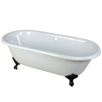 Thumbnail for Aqua Eden VCTND663013NB5 66-Inch Cast Iron Double Ended Clawfoot Tub (No Faucet Drillings), White/Oil Rubbed Bronze - BNGBath