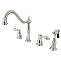 Thumbnail for Kingston Brass KB1798ALBS Widespread Kitchen Faucet, Brushed Nickel - BNGBath