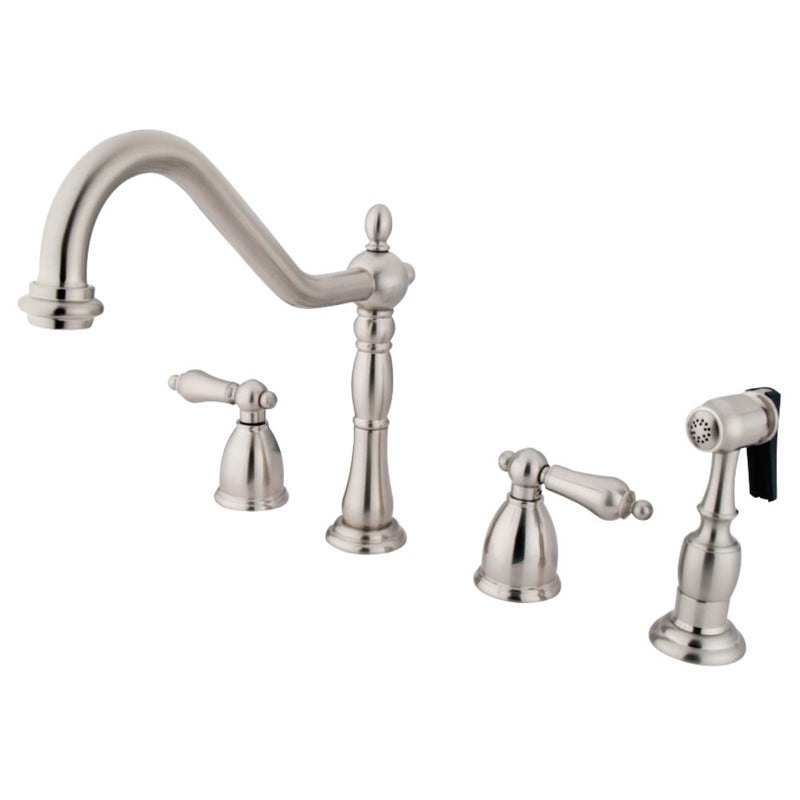 Kingston Brass KB1798ALBS Widespread Kitchen Faucet, Brushed Nickel - BNGBath