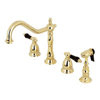 Thumbnail for Kingston Brass KS1792PKLBS Widespread Kitchen Faucet, Polished Brass - BNGBath
