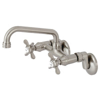 Thumbnail for Kingston Brass KS113SN Essex Two Handle Wall Mount Kitchen Faucet, Brushed Nickel - BNGBath