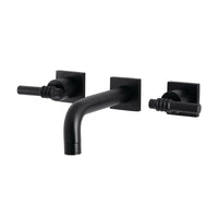 Thumbnail for Kingston Brass KS6120ML Milano Two-Handle Wall Mount Bathroom Faucet, Matte Black - BNGBath