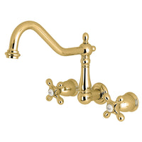 Thumbnail for Kingston Brass KS1022AX Heritage Wall Mount Tub Faucet, Polished Brass - BNGBath