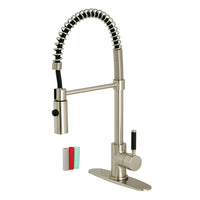 Thumbnail for Gourmetier LS8778DKL Kaiser Single-Handle Pre-Rinse Kitchen Faucet, Brushed Nickel - BNGBath