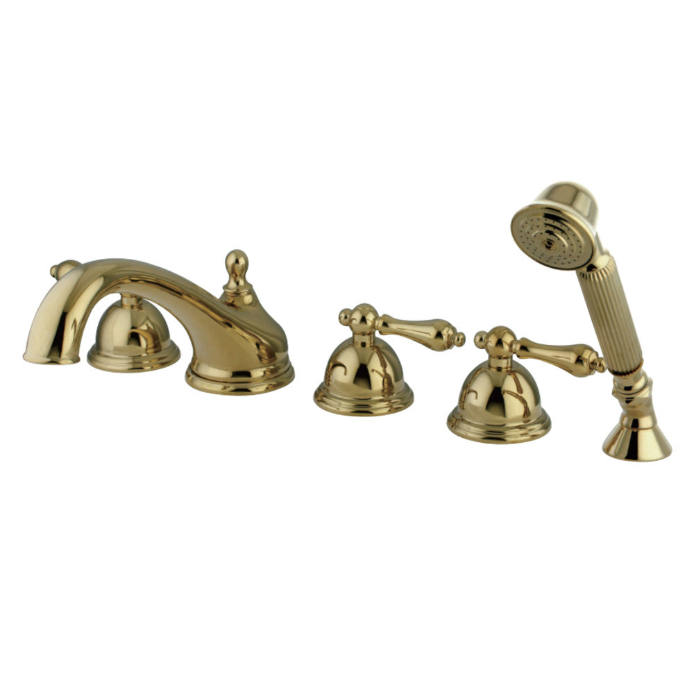 Kingston Brass KS33525AL Roman Tub Faucet with Hand Shower, Polished Brass - BNGBath