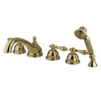 Thumbnail for Kingston Brass KS33525AL Roman Tub Faucet with Hand Shower, Polished Brass - BNGBath