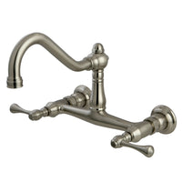 Thumbnail for Kingston Brass KS3248BL Wall Mount Bathroom Faucet, Brushed Nickel - BNGBath