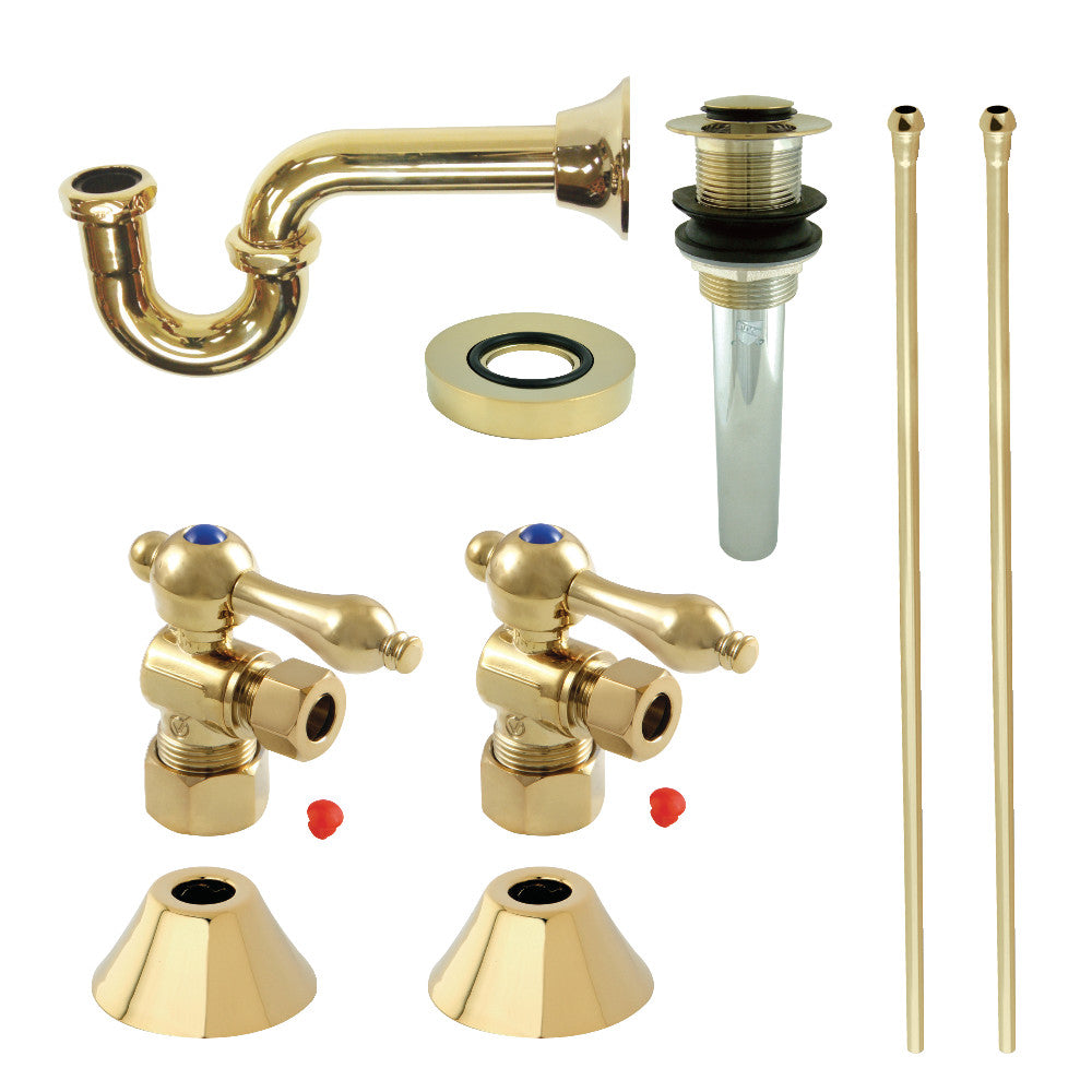 Kingston Brass CC53302VKB30 Traditional Plumbing Sink Trim Kit with P-Trap and Drain, Polished Brass - BNGBath