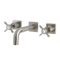 Thumbnail for Kingston Brass KS6128BEX Essex Two-Handle Wall Mount Bathroom Faucet, Brushed Nickel - BNGBath