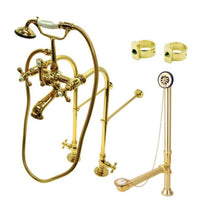 Thumbnail for Kingston Brass CCK5172AX Vintage Freestanding Clawfoot Tub Faucet Combo, Polished Brass - BNGBath