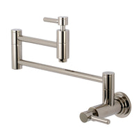 Thumbnail for Kingston Brass KS8106DL Concord Wall Mount Pot Filler Kitchen Faucet, Polished Nickel - BNGBath