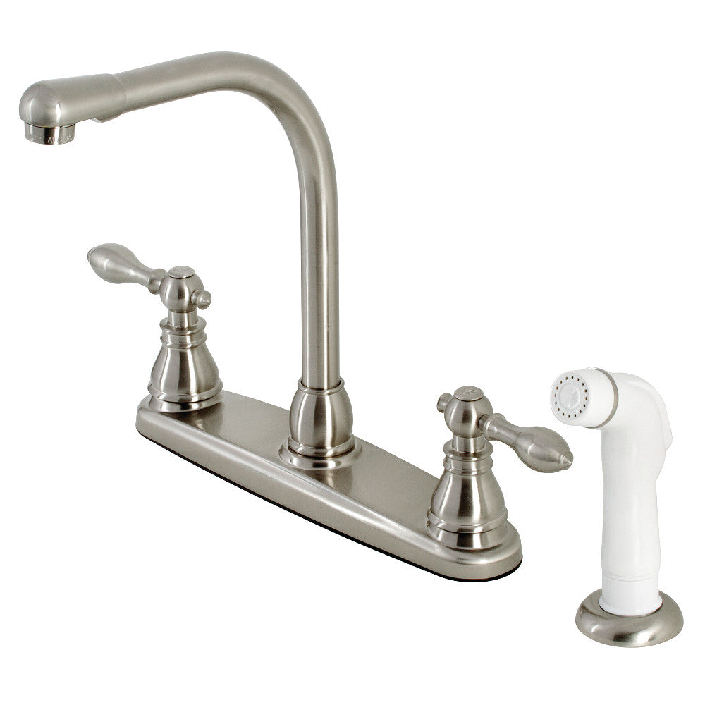 Kingston Brass KB718ACL American Classic Centerset Kitchen Faucet with Side Sprayer, Brushed Nickel - BNGBath