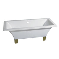 Thumbnail for Aqua Eden VTSQ713218A2 71-Inch Acrylic Double Ended Clawfoot Tub (No Faucet Drillings), White/Polished Brass - BNGBath