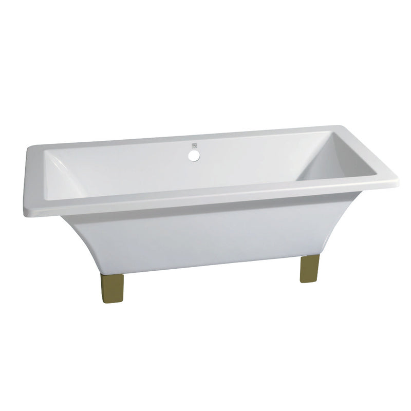 Aqua Eden VTSQ713218A2 71-Inch Acrylic Double Ended Clawfoot Tub (No Faucet Drillings), White/Polished Brass - BNGBath