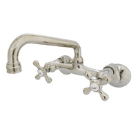 Thumbnail for Kingston Brass KS213PN Kingston Two Handle Wall Mount Kitchen Faucet, Polished Nickel - BNGBath