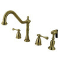 Thumbnail for Kingston Brass KB1793BLBS Widespread Kitchen Faucet, Antique Brass - BNGBath