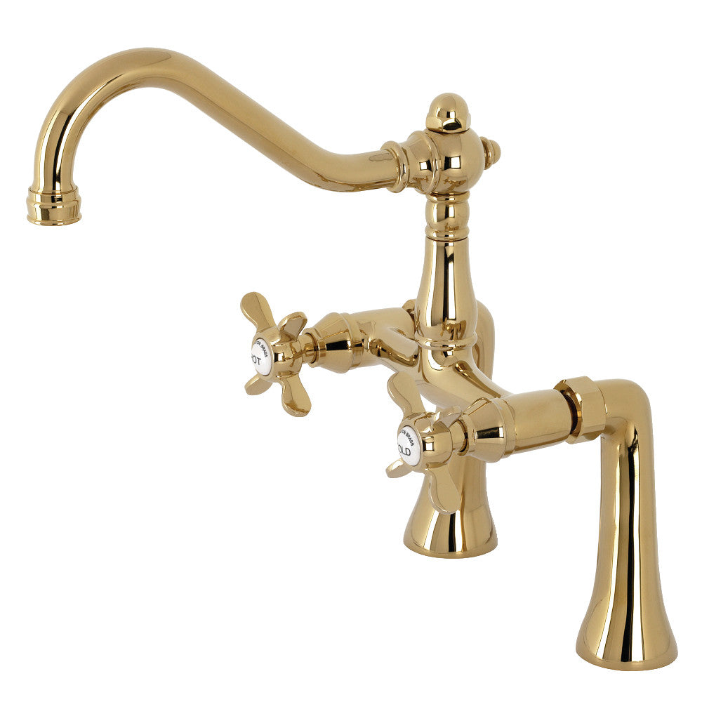 Kingston Brass KS3232BEX Essex 7-Inch Center Deck Mount Clawfoot Tub Faucet, Polished Brass - BNGBath