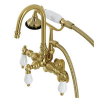Thumbnail for Kingston Brass AE305T7 Aqua Vintage Wall Mount Clawfoot Tub Faucets, Brushed Brass - BNGBath