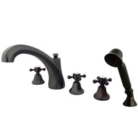 Thumbnail for Kingston Brass KS43255BX Metropolitan Roman Tub Faucet with Hand Shower, Oil Rubbed Bronze - BNGBath