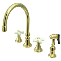 Thumbnail for Kingston Brass KS2792PXBS Widespread Kitchen Faucet, Polished Brass - BNGBath