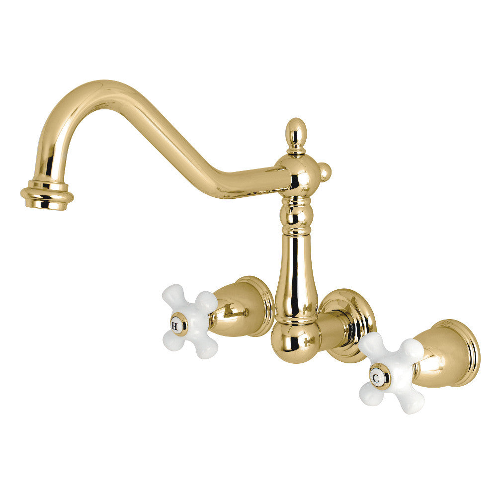 Kingston Brass KS1282PX Wall Mount Kitchen Faucet, Polished Brass - BNGBath