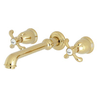 Thumbnail for Kingston Brass KS7122TX 8-Inch Center Wall Mount Bathroom Faucet, Polished Brass - BNGBath