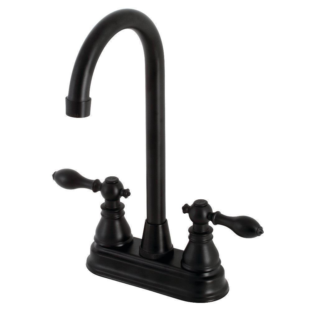 Kingston Brass KB490ACL American Classic Two-Handle High-Arc Bar Faucet, Matte Black - BNGBath