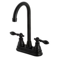 Thumbnail for Kingston Brass KB490ACL American Classic Two-Handle High-Arc Bar Faucet, Matte Black - BNGBath