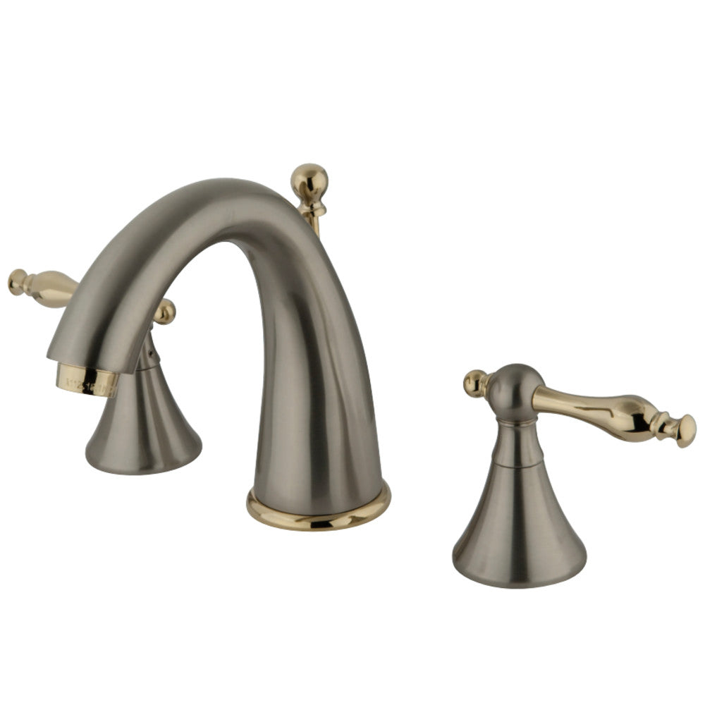 Kingston Brass KS2979NL 8 in. Widespread Bathroom Faucet, Brushed Nickel/Polished Brass - BNGBath