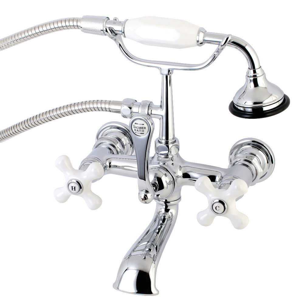 Kingston Brass AE560T1 Aqua Vintage 7-Inch Wall Mount Tub Faucet with Hand Shower, Polished Chrome - BNGBath