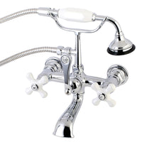 Thumbnail for Kingston Brass AE560T1 Aqua Vintage 7-Inch Wall Mount Tub Faucet with Hand Shower, Polished Chrome - BNGBath