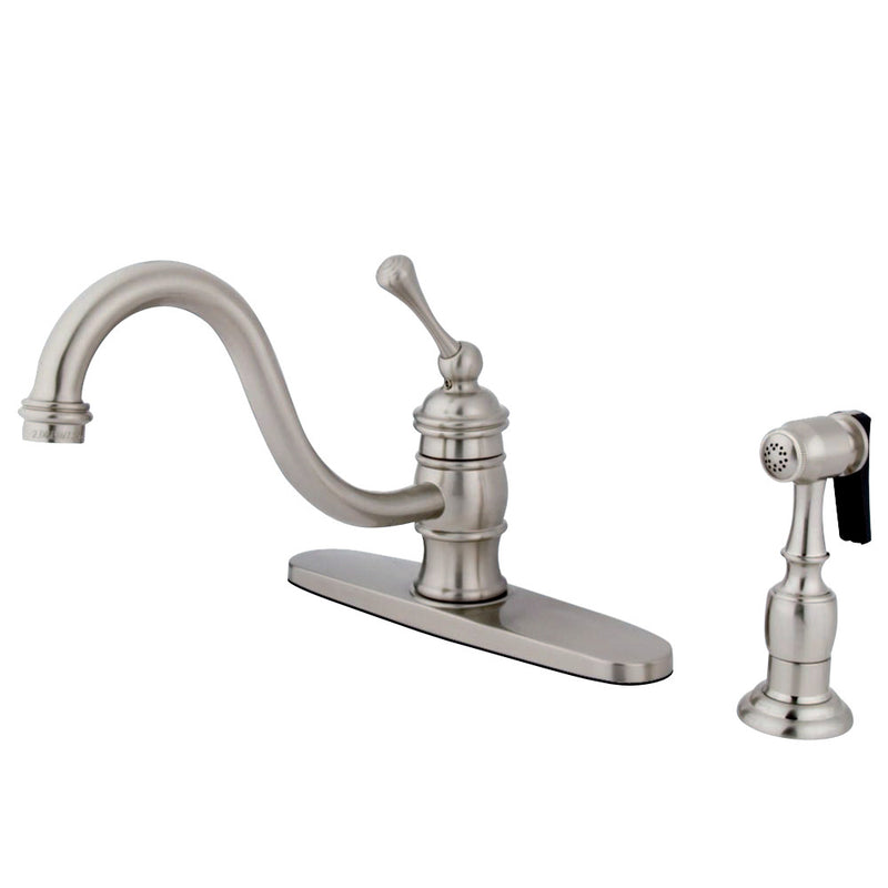 Kingston Brass KB3578BLBS Vintage 8" Kitchen Faucet With Brass Sprayer, Brushed Nickel - BNGBath