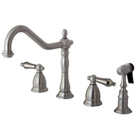 Thumbnail for Kingston Brass KS1798ALBS Widespread Kitchen Faucet, Brushed Nickel - BNGBath