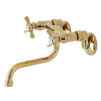 Thumbnail for Kingston Brass KS116PB Essex Two Handle Wall Mount Bathroom Faucet, Polished Brass - BNGBath