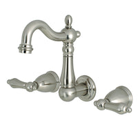 Thumbnail for Kingston Brass KS1228AL Wall Mount Bathroom Faucet, Brushed Nickel - BNGBath