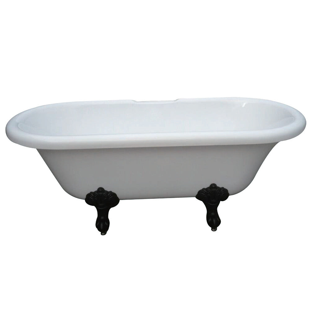 Aqua Eden VTDS673023H5 67-Inch Acrylic Double Ended Clawfoot Tub (No Faucet Drillings), White/Oil Rubbed Bronze - BNGBath