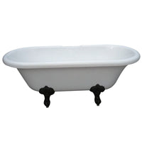 Thumbnail for Aqua Eden VTDS673023H5 67-Inch Acrylic Double Ended Clawfoot Tub (No Faucet Drillings), White/Oil Rubbed Bronze - BNGBath