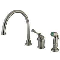 Thumbnail for Kingston Brass KB3818BLSP Widespread Kitchen Faucet, Brushed Nickel - BNGBath