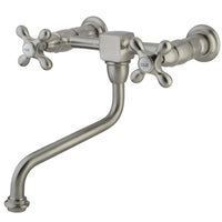 Thumbnail for Kingston Brass KS1218AX Heritage Wall Mount Bathroom Faucet, Brushed Nickel - BNGBath