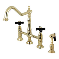 Thumbnail for Kingston Brass KS1272PKXBS Duchess Bridge Kitchen Faucet with Brass Sprayer, Polished Brass - BNGBath