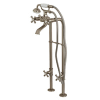 Thumbnail for Kingston Brass CCK266K8 Kingston Freestanding Tub Faucet with Supply Line and Stop Valve, Brushed Nickel - BNGBath