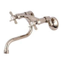 Thumbnail for Kingston Brass KS116PN Essex Two Handle Wall Mount Bathroom Faucet, Polished Nickel - BNGBath