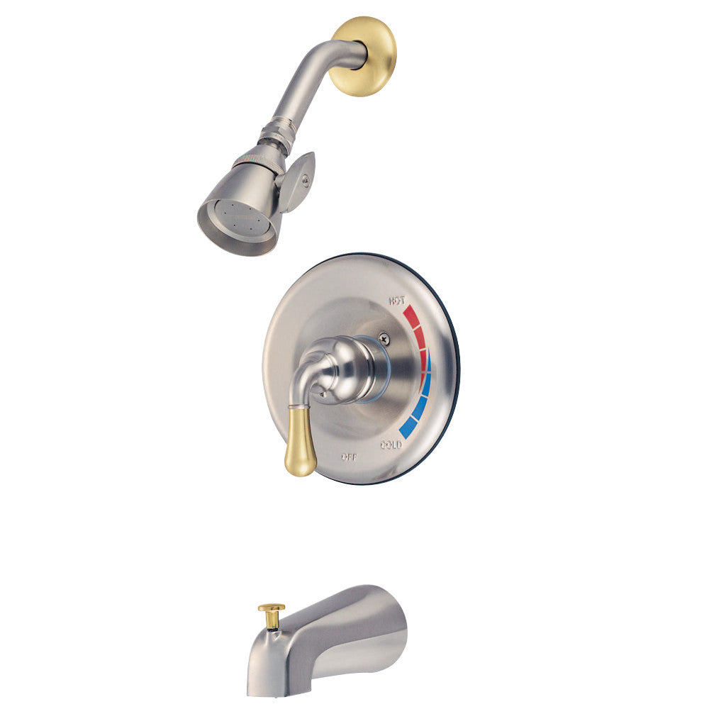 Kingston Brass GKB639 Magellan Tub and Shower Faucet, Brushed Nickel/Polished Brass - BNGBath