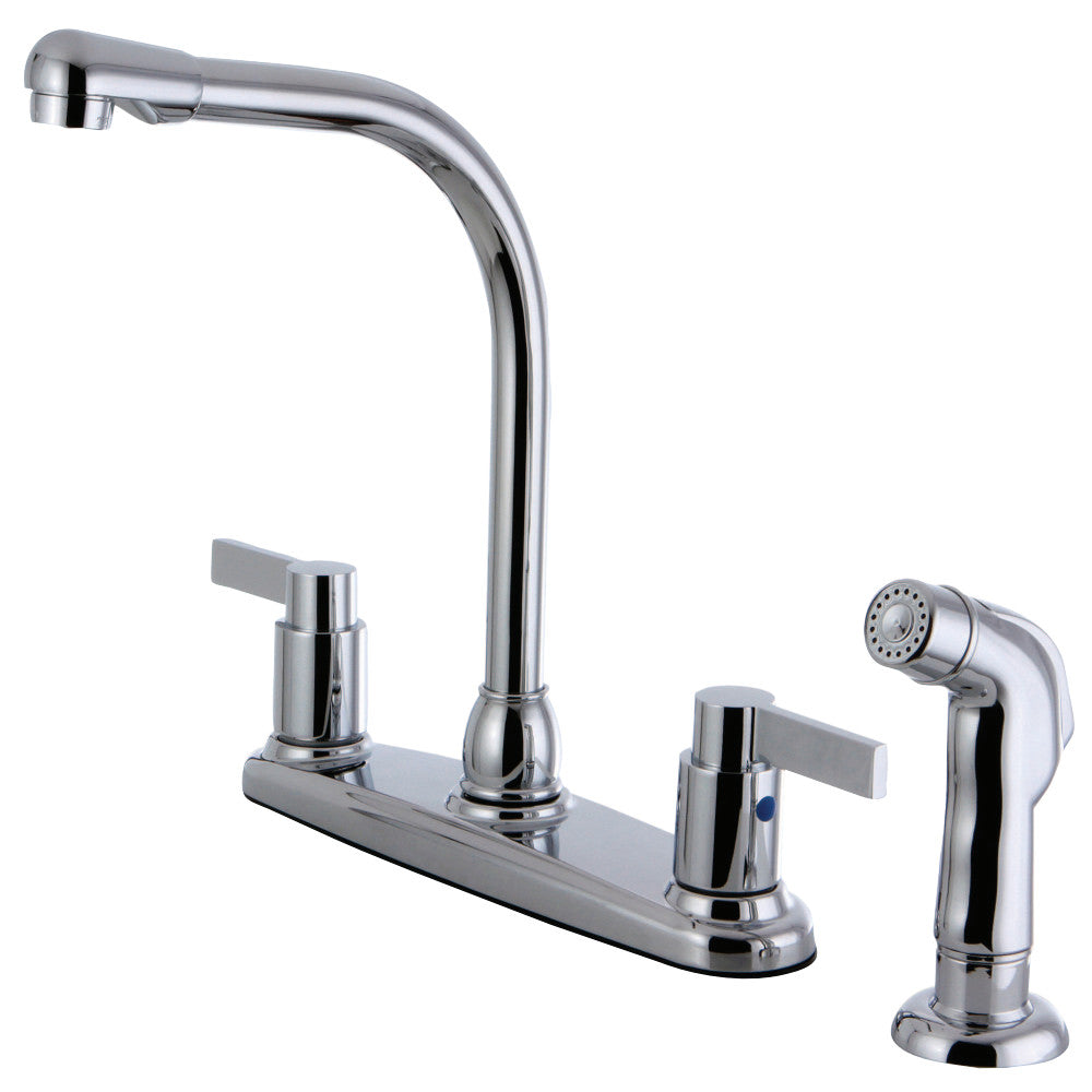 Kingston Brass FB2751NDLSP NuvoFusion 8-Inch Centerset Kitchen Faucet with Sprayer, Polished Chrome - BNGBath