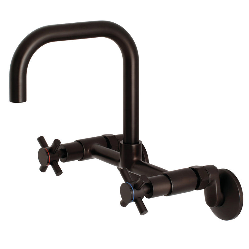 Kingston Brass KS413ORB Concord 8-Inch Adjustable Center Wall Mount Kitchen Faucet, Oil Rubbed Bronze - BNGBath